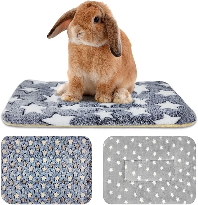 Tierecare 3PCS Guinea Pig Bed Soft Rabbit Bedding Cage Liner Warm Bunny Mats Pee Pads Fleece Blanket Plush Hamster Sleep Beds Ferret Squirrel Hedgehog Rat
