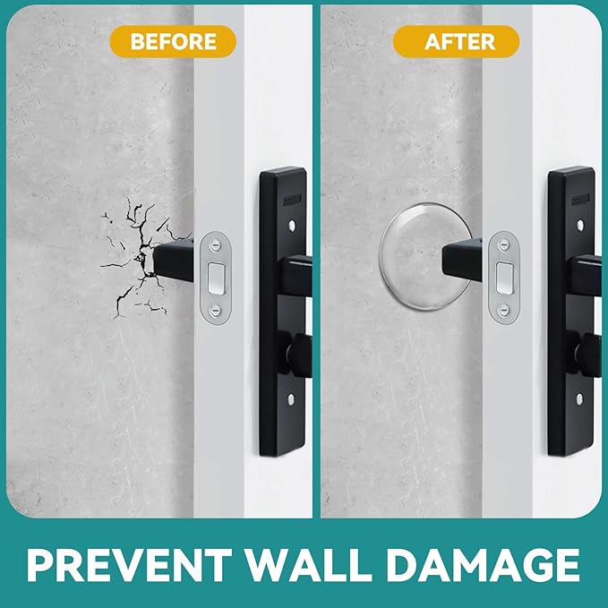 Door Stoppers for Wall, Etybetopstar 6Pack 2" Rubber Door Knob Wall Protectors, Strong Self-Adhesive Door Bumpers for Wall, Quiet & Shock-Absorbing Door Handle Stopper, Clear