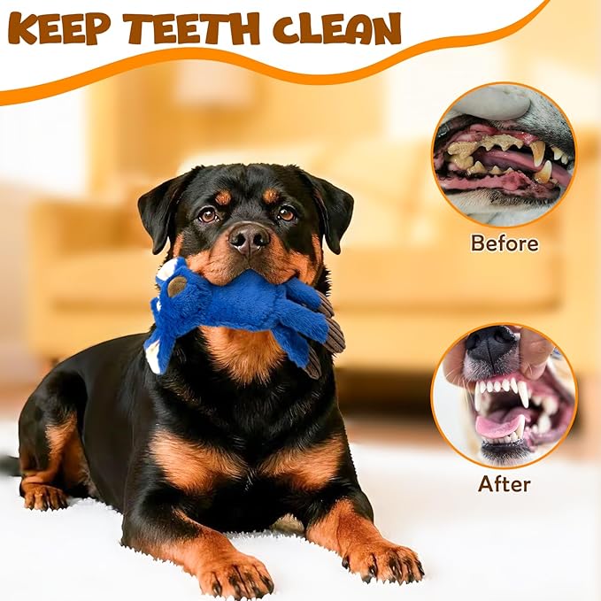 Squeaky Dog Toys, No Stuffing 5 Pack Crinkle Dog Toy for Small,Medium Large Dogs, Not for Aggressive Chewers, Indoor Outdoor Training,Dog,Donkey,Cow,Rhino,Hipo.