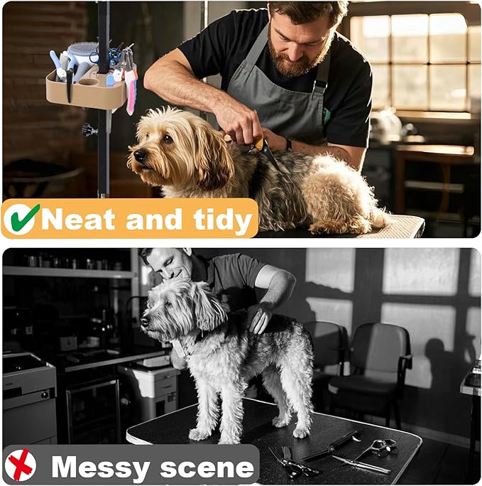 Easy to Install Pet Grooming Arm Organizer with Multi-Compartment Storage - Adjustable Tool and Accessory Holder