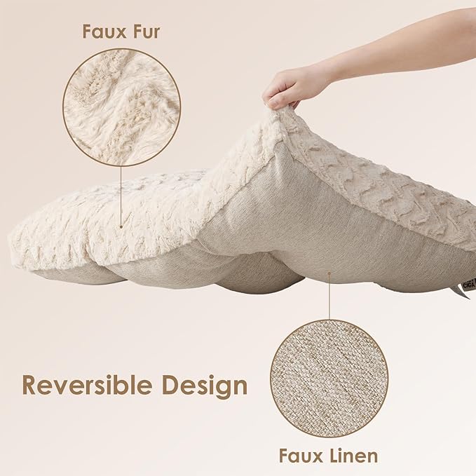 EHEYCIGA Washable Medium Dog Bed for Crate 29x21 Inch, Reversible Kennel Pad for Dogs Weight Up to 35 lbs, Plush and Comfy Pet Sleeping Mat, Beige