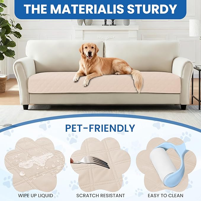 CYCMACO Waterproof Dog Bed Cover Pet Blanket, Soft Couch Cover for Dogs Washable, Non-Slip Dog Blanket Protect Furniture Couch Sofa Car for Puppy Large Dogs Cat (52x82 Inch, Beige)
