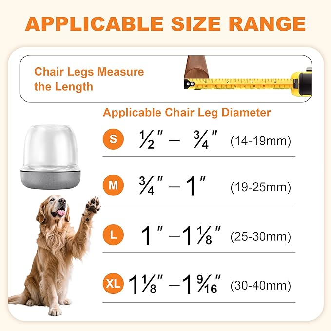 Chair Leg Floor Protectors for Hardwood Floors – Smooth Nylon Base Won’t Trap Cat or Dog Hair, Clear Silicone Caps No Scratch & Silent on Carpet & Tile (32 Pack, Fits 1" to 1-1/8")
