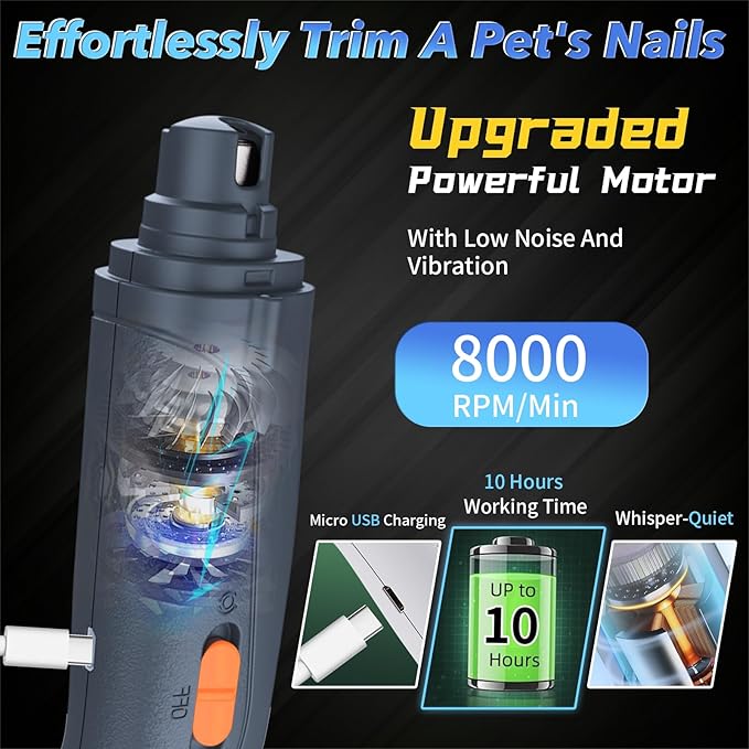 2-in-1 Cat Nail Clippers & Dog Nail Clippers Trimmers for Large Medium Small Dogs Cats Claw Trimmer Quick Sensor and Safety Guard USB Rechargeable with 2 LED Lights Dogs Nail Trimmer