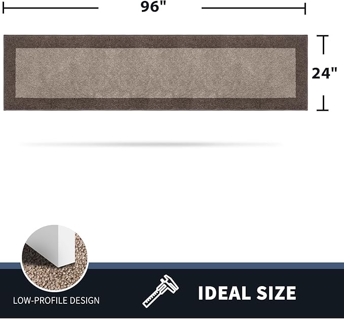 PURRUGS Dirt Trapping Door Mat 24" x 96", Non-Slip Machine Washable Entry Rug, Entrance Mat, Indoor Front Door Mat, Super Absorbent Entryway Rug for Muddy Shoes & Paws, Beige & Grayish Brown