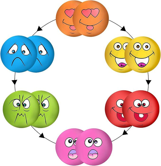 Coricorsu Squeaky Dog Toys Funny Face Chewing Latex Rubber Soft Fetch Play Interactive Dog Squeaky Balls for Puppy Small Medium Pet Dog (12PCS)