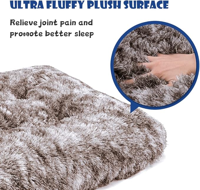 Dog Bed Crate Pad Plush Soft Pet Bed Calming Dog Crate Bed for Large Medium Small Dogs and Cats Washable Anti-Slip Kennel Crate Mats for Sleeping and Anti Anxiety XL