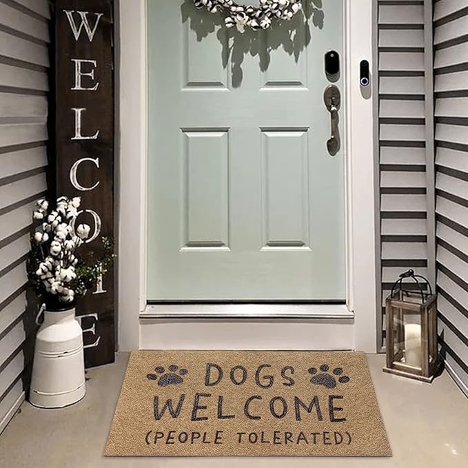 AAZZKANG Dog Doormat Funny Paw Mat Large 36"x24" with Non Slip Rubber Backing Easy to Clean Welcome Mats for Front Door,Patio,High Traffic Areas