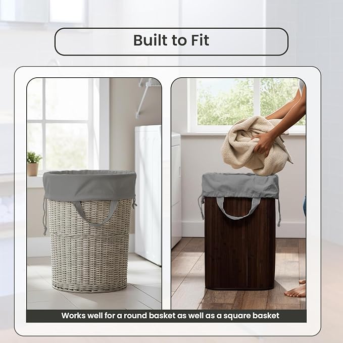 LFH Home Cotton Canvas Large Laundry Bag with Handle, Heavy Duty Drawstring Closure Washable Laundry Bags, School Travel, Home, Hotel, College Dorm, Organizer Sack, Toys Clothes 28x36 (Pack of 2)-Grey