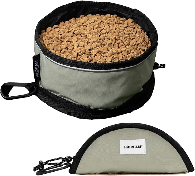 Dog Collapsible Water Bowl Light Pet Food Bowls for Travel Portable Outdoor Dog Dish 1000ml Large Capacity Cat Bowl with Clasp for Camping Walking (Green)