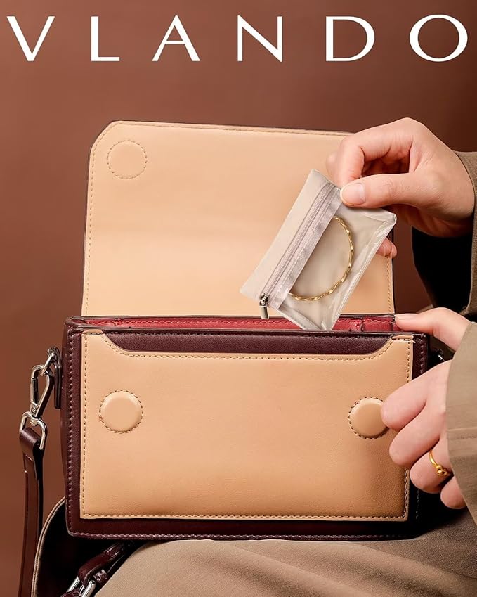 Vlando Jewelry Travel Case,Travel Jewelry Organizer with Clear Velvet Jewelry Bags Zipper Pouch for Women Girl Gift 20Pcs