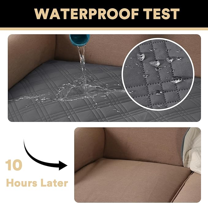 PrinceDeco Waterproof Blanket Couch Cover for Dogs Washable Grey Pet Couch Covers for Sofa Thick Dog Bed Cover Non-Slip Slipcover Furniture Protector Couch Seat Covers, 47"x68"