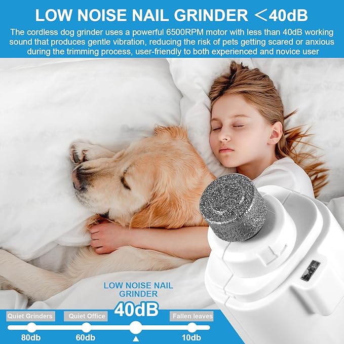 SZMDLX Cat & Dog Nail Trimmers, Electric Rechargeable Dog Nail Clippers & Dog Nail Grinder with 2 LED Light Paws Grooming Kit, Dog Nail File Quiet Pet Nail Clippers & Grinder Trimmer