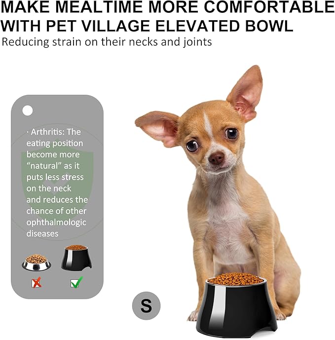 Dog Bowls,Cone Friendly Non Slip Single Dog Bowl with Stainless Steel Inner, Raised Bowls for Small Dogs Spaniel Dogs Long Ear, High Capacity, S/1 Cup Black
