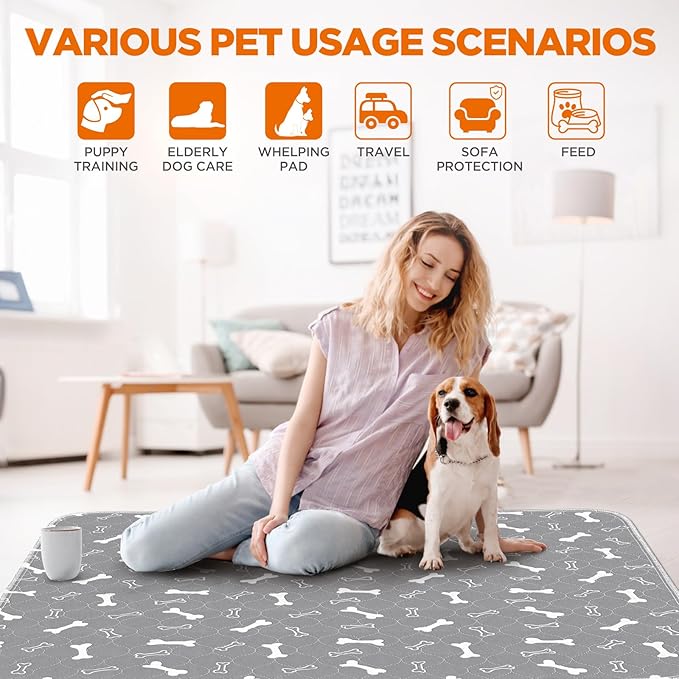 Reusable Puppy Pads , 2Pack Washable Pee Pads for Dogs, Super Absorbent Leakproof Dog Training Pads, Non-Slip Potty Pads for Floor, Crate, Couch, Whelping Pads Litter Mat Pet Supplies-24”x36”
