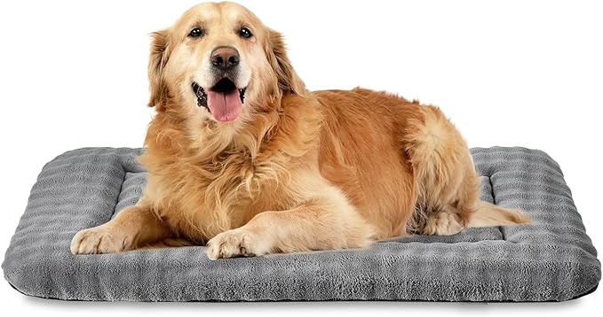 Dog Bed Mat Crate Pad for Large Dogs, Washable Soft Pet Sleeping Mat Kennel Pad with 3D Bubble Pattern, Grey, 42"x 28"