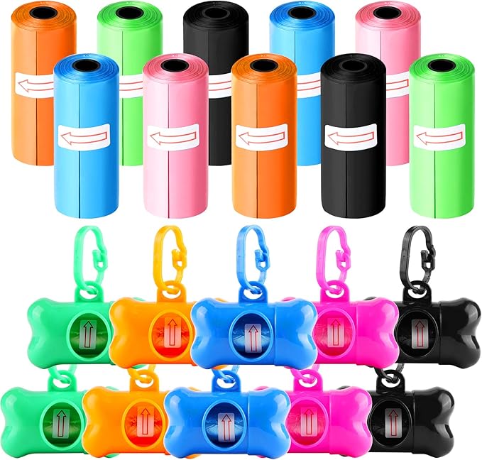 Arroyner 10 Pack Bone Shaped Poop Bag Dispenser Pet Waste Disposal Bag Dispenser (Random Color)