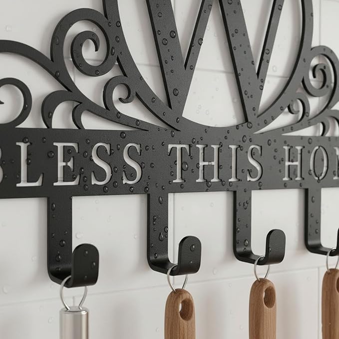 Metal Letter W Key Holder for Wall, Decorative Metal Key Holder Wall Mount, Key Hooks Coat Rack Monogram Wall Decor, Perfect for Bathroom, Living Room, Kitchen, Anniversary Housewarming Gift