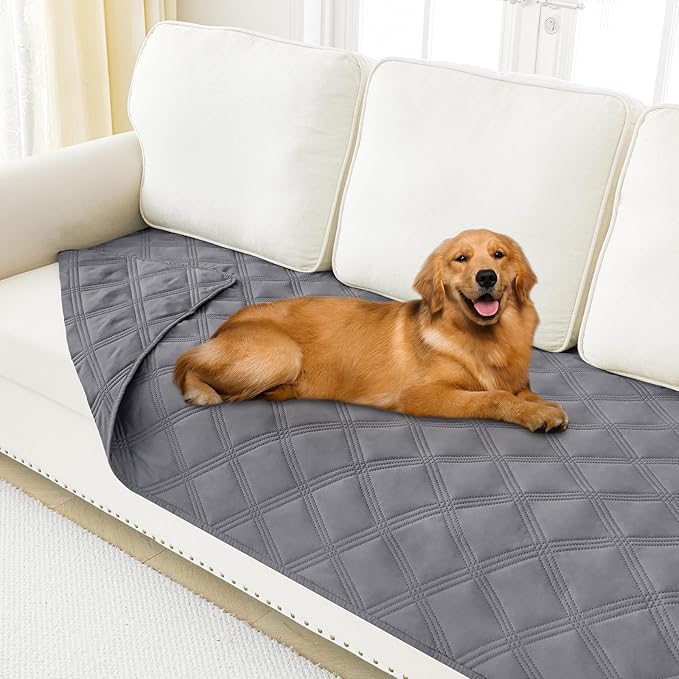 Smiry Waterproof Dog Bed Cover Blanket 40x80, Soft Reversible Pet Blanket, Washable Leakproof Cats Dogs Couch Cover for Sofa, Couch, Furniture, Lattice, Grey/Grey