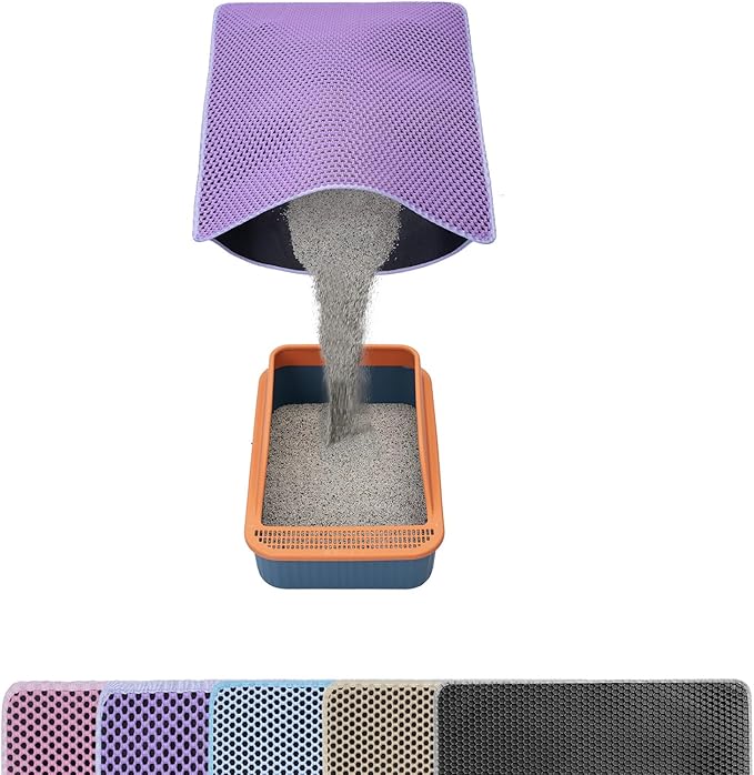 Cat Litter Mat Litter Trapping Mat,Cat Litter Box Mat 32"x22", 2 Layer Llitterbox Mat,Waterproof Urine Proof, Clean Easily, Collapsable, Medium