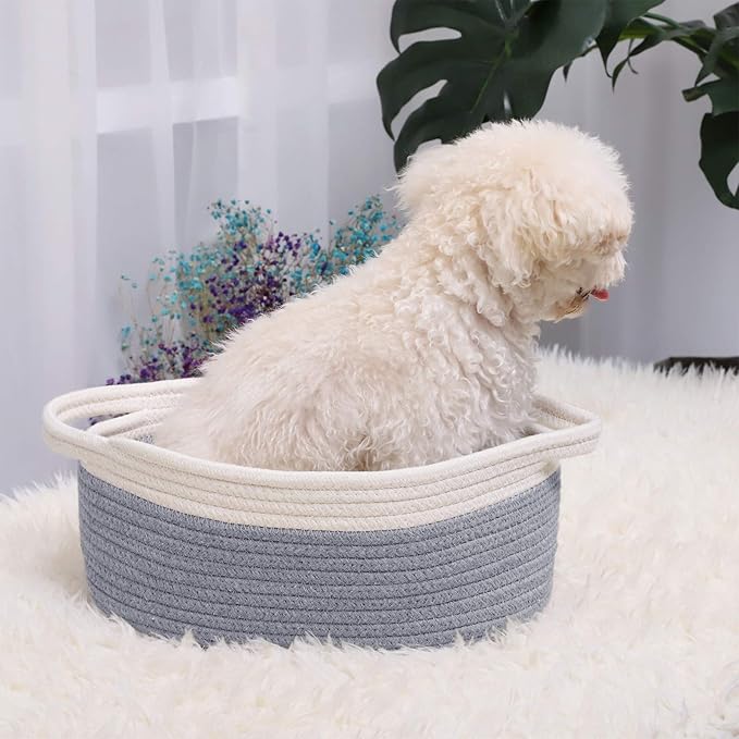 ABenkle Small Basket with Gift Bags and Ribbons, Empty Gift Baskets for Mother's Day, Decorative Boho Rope Woven Nursery Storage Organizer Toy Baskets with Handle for Baby Showers, 12"X 8" X 5"