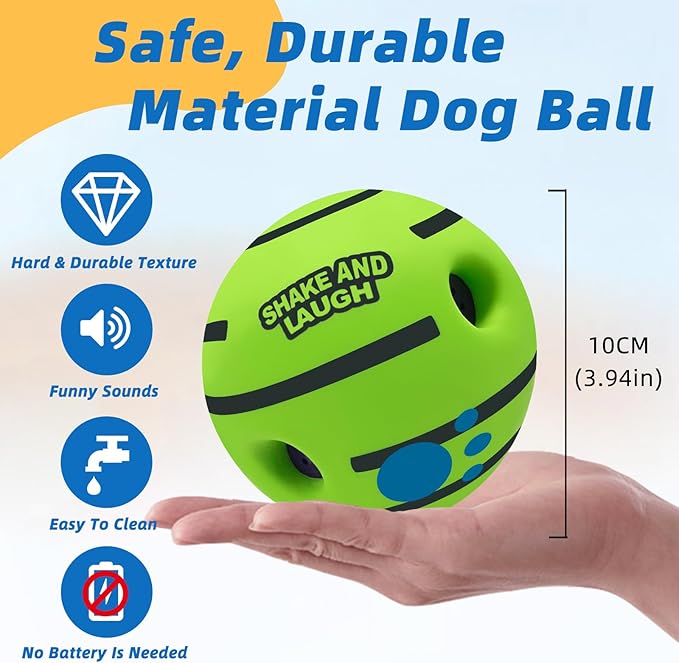 SHAKE AND LAUGH Dog Toys Ball, Interactive Dog Ball, Shaking with Gibbering Sound, for Training & Herding, L, 3.94 in (10 cm)