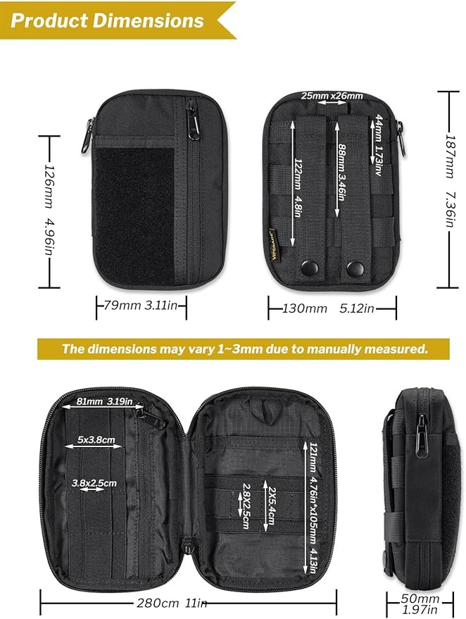VIPERADE VE30 Molle Pouches Small EDC Pouch,Compact Belt Pouch for Men,EDC Pouch Pocket Organiser with Patches Area,Adjustable Molle Backpack Pack Pocket for Camping Bush Craft/Hiking/Traveling