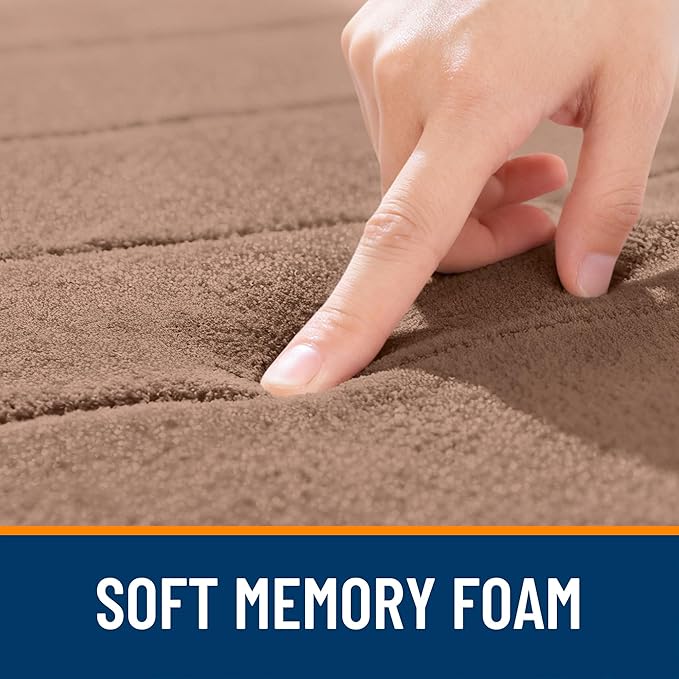 OLANLY Memory Foam Bath Mat 44x32, Super Soft Absorbent Bathroom Rugs, Quick Dry, Machine Washable Shower Floor Rugs, Bathmat Carpet, Bathroom Home Decor Accessories, Mocha