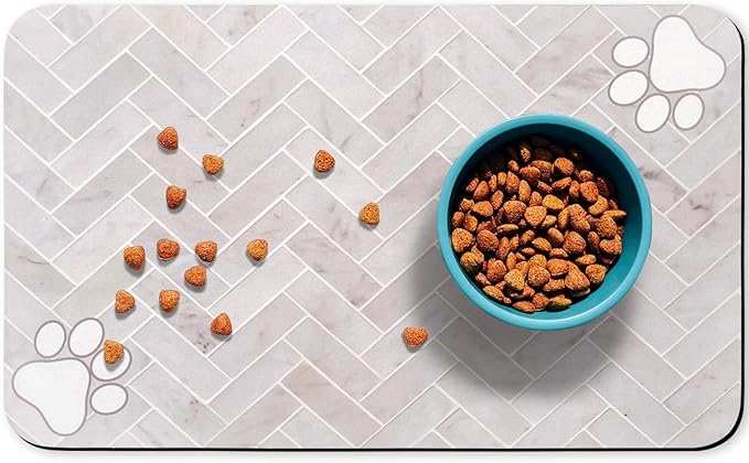 Dog Food Mats,Cat Absorbent Water Bowl Feeding Mats Pet Placemats for Food and Water Wood 17 * 30 inch