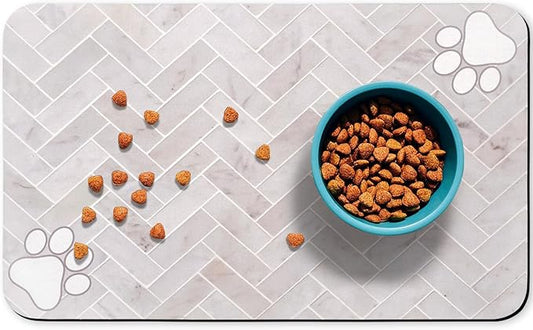 Dog Food Mats,Cat Absorbent Water Bowl Feeding Mats Pet Placemats for Food and Water Wood 16 * 24 inch