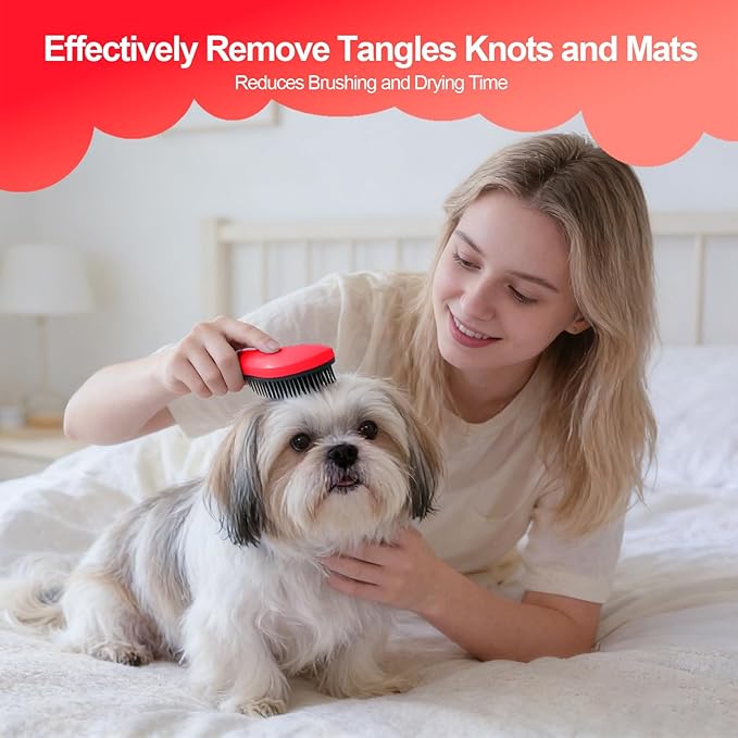 Small Dog Brush - Puppy Hair Brush- Grooming Tool for Teddy, Yorkies, Maltese, Shih Tzu, Chihuahua (Rose Red)