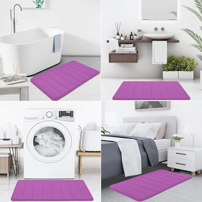 Buganda Memory Foam Bath Mat, 30" x 20", Ultra Soft and Non-Slip Bathroom Rugs, Water Absorbent and Machine Washable Bath Rug for Bathroom, Shower, and Tub, Violet