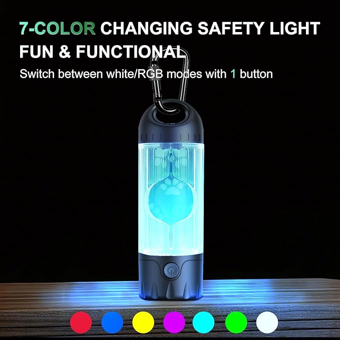 Tubasion 3-in-1 Dog Poop Bag Holder with Flashlight 7-Color, USB-C Rechargeable doggie bag holder for leash, IPX6 Waterproof Anti-Slip Clip Pet Waste Bag Dispenser for Walking (2 Dispensers, 60 Bags)