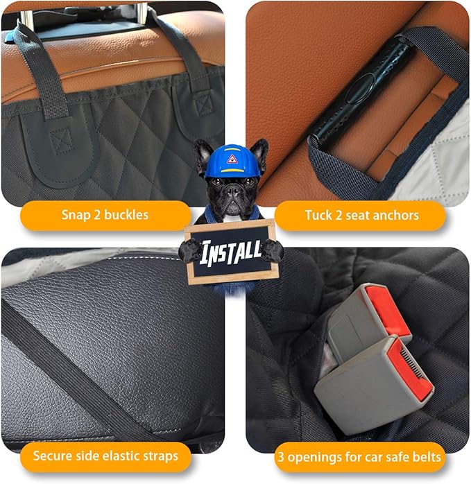 Honest Dog Car Seat Covers, Dog seat Cover with Side Flap for Cars, Trucks, and Suv's - Waterproof & Nonslip Pet Seat Cover for Backseat