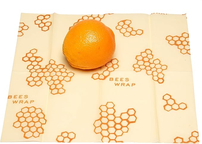 Bee's Wrap - Large Single Pack - Made in The USA with Certified Organic Cotton - Plastic and Silicone Free - Reusable Eco-Friendly Beeswax Food Wrap - Honeycomb Print - 13" x 14"