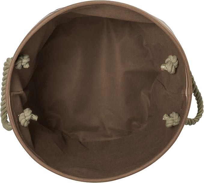 Bone Dry Pet Storage Collection Striped Paw Patch Bin, Large Round, Brown