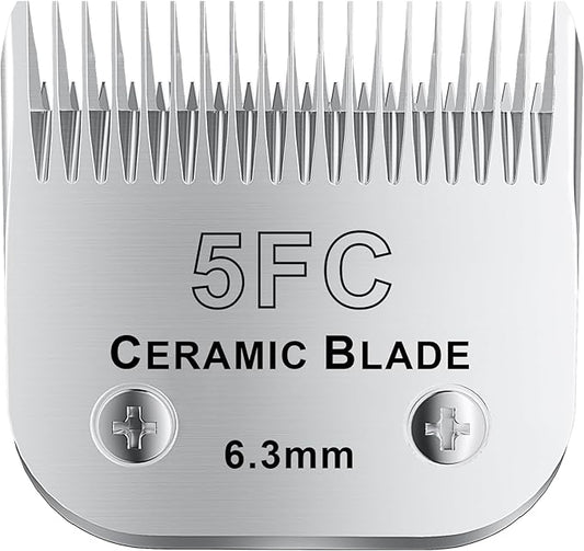 colorski 5FC# Detachable Pet Dog Grooming Clipper Ceramic Blade,Compatible with Andis Size 5FC Cut Length 1/4”(6.3mm),Compatible with andis/wahl/Oster Dog Clippers 1PCS