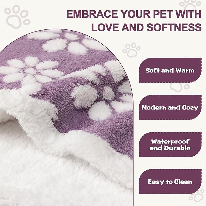 Yaning Waterproof Blanket for Dog Cat or Adult, Cute 3D Textured Flower Dog Blanket for Bed Couch Sofa, Soft Liquid Pee Proof Pet Furniture Protector, 50"x60", Purple