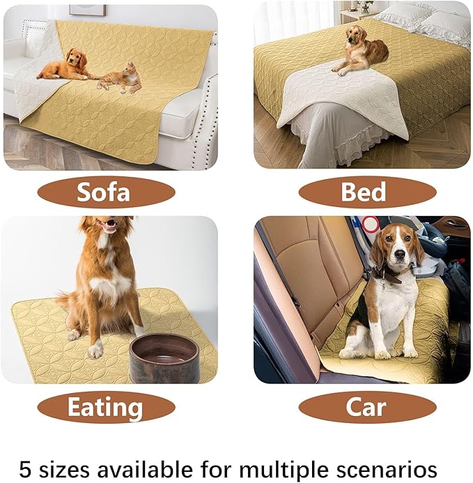 Waterproof Dog Blanket, 82x102 inches Pet Couch Covers for Sofa, Bed Furniture Protector from Dogs Washable and Reversible-Sand+Cream