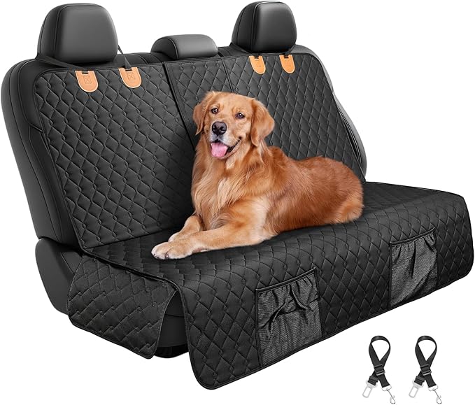 Dog Car Seat Cover, 2025 Upgraded Back Seat Pet Cover for Dogs, Waterproof & Non-Slip Car Seat Protector for SUVs Trucks Vehicles Cars, Black