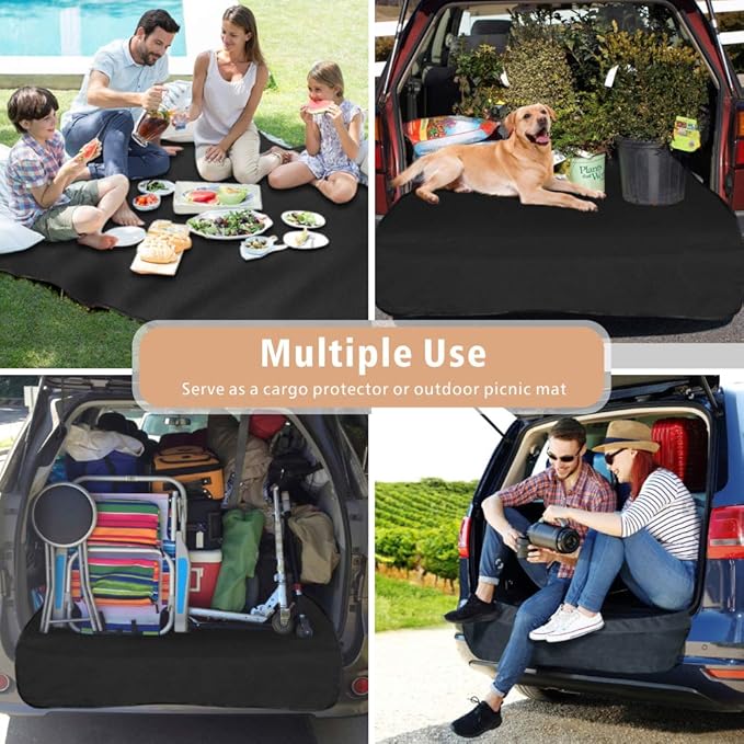 F-color SUV Cargo Liner for Dogs - Waterproof Pet Cargo Liner, Comfort Dog Cargo Cover with Bumper Flap Protector, Scrachproof for Large SUVs Sedans Trunks Vans, Black