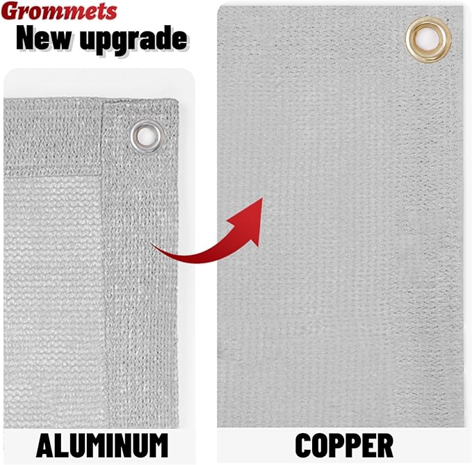 SUNNY GUARD Shade Cloth Custom Size 6x14 FT Sun Shade Screen Fabric Shade Cover Tarp with Grommets for Pergola Backyard Garden, Light Grey(We Customized)