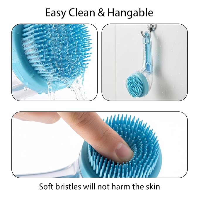 Pet Bath Brush,Dog Grooming Brush,Comes with Pet Grooming Comb and 2 Pcs Cat Scrubbers for Bath,2 in 1 Dog Bath Brush,Scrubber with Built-in Shampoo Dispenser