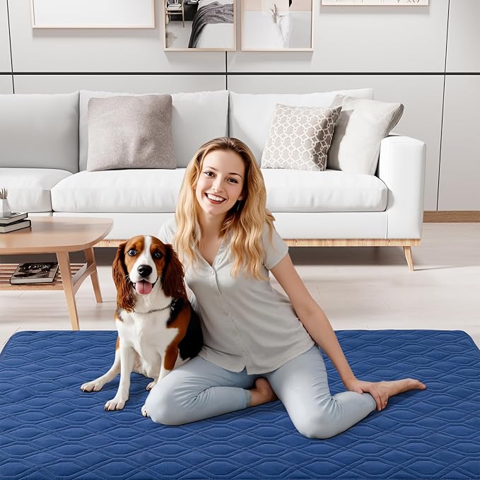 Smiry Reversible Waterproof Couch Covers for Sofa, Washable Dogs Pet Couch Covers for 3 Cushion Sofa Pet Friendly, Water Resistant Furniture Protector Slipcover, Geometric (40"x50", Navy/Blue)