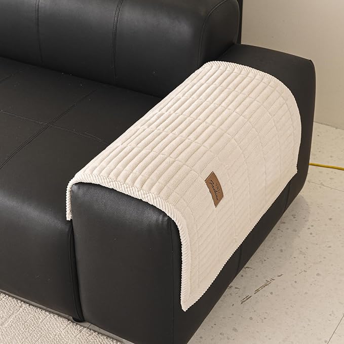 PJLZJFBY Couch Covers for Dogs, Velvet Dog Couch Cover, Pet Couchs Covers for Backrest & Armrest, Couchs Protector for Dogs, Sofa Cover for Pets Washable(1PC,Beige White,27.5"×27.5",Single Seater)