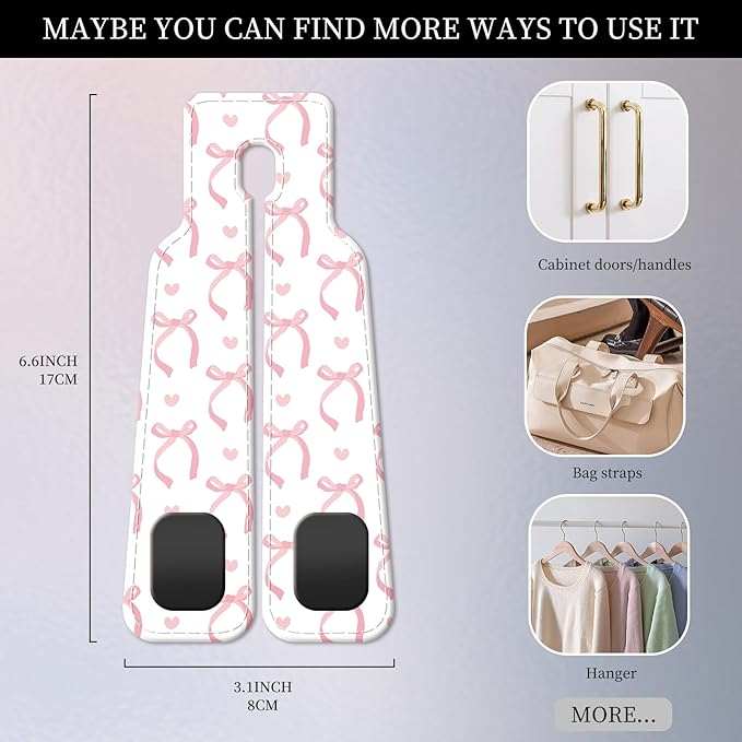 PU Leather Car Seat Hook, Storage Headrest Hanger, Cute Car Backseat Organizer, Car Hooks For Purses and Bags Cute Pink Bow