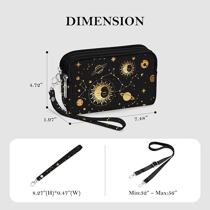 BIAOTIE Wristlet Purses for Women, Nylon Small Crossbody Bags with Adjustable Strap 3 Zipper Wristlet Wallet Phone Organizer