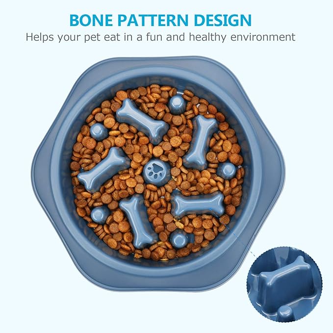 UPSKY Slow Feeder Dog Bowl Anti-Chocking Slower Feeding Pet Puzzle Bowls, Interactive Bloat Stop Dog Food Dishes Non-Slide Dogs Lick Treat for Small Medium