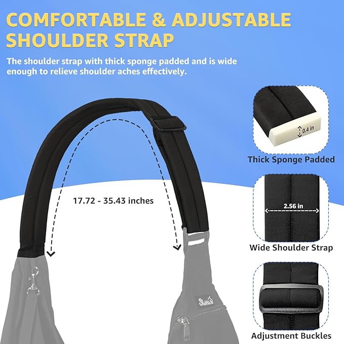 SlowTon Dog Carrier Sling - Thick Padded Shoulder Strap Adjustable Dog Carriers for Small Dogs, Puppy Carrier Purse for Pet Cat with Front Zipper Pocket Safety Belt Machine Washable Waterproof Black L