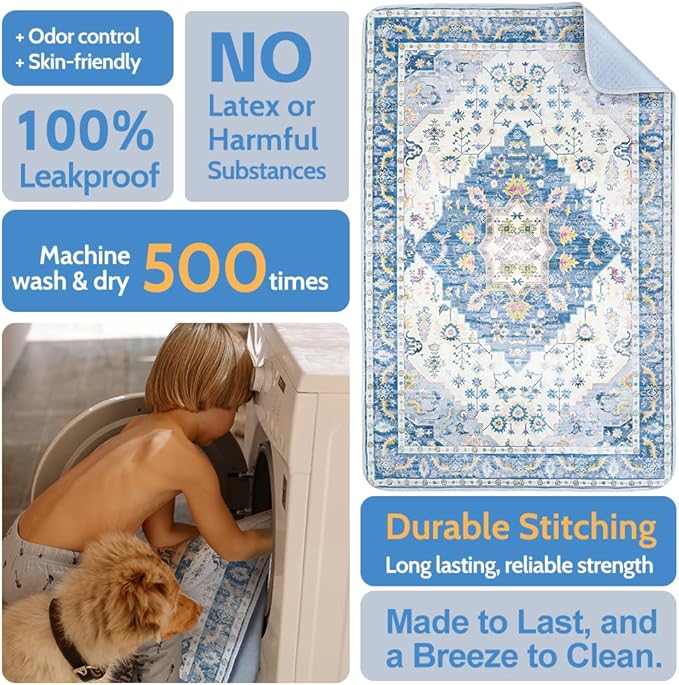 Washable Pee Pads for Dogs 2 Pack Reusable Puppy Training Pads 72"x72" Super Absorbent Waterproof Dog Training Pads, Non-Slip Potty Pads Whelping Pads Litter Mat Pet Supplies - Orange/Mix